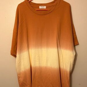 Zenana Orange and Cream Ombre OVERSIZED T-Shirt Large